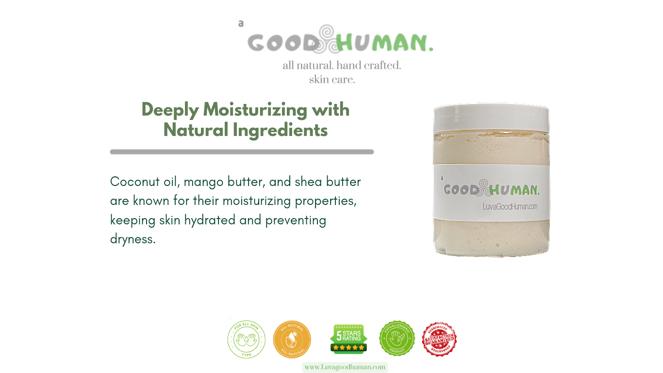 a Good Human - Signature Hand-Crafted "Body Glow" Body Butter - New Larger 8oz Jar!!!