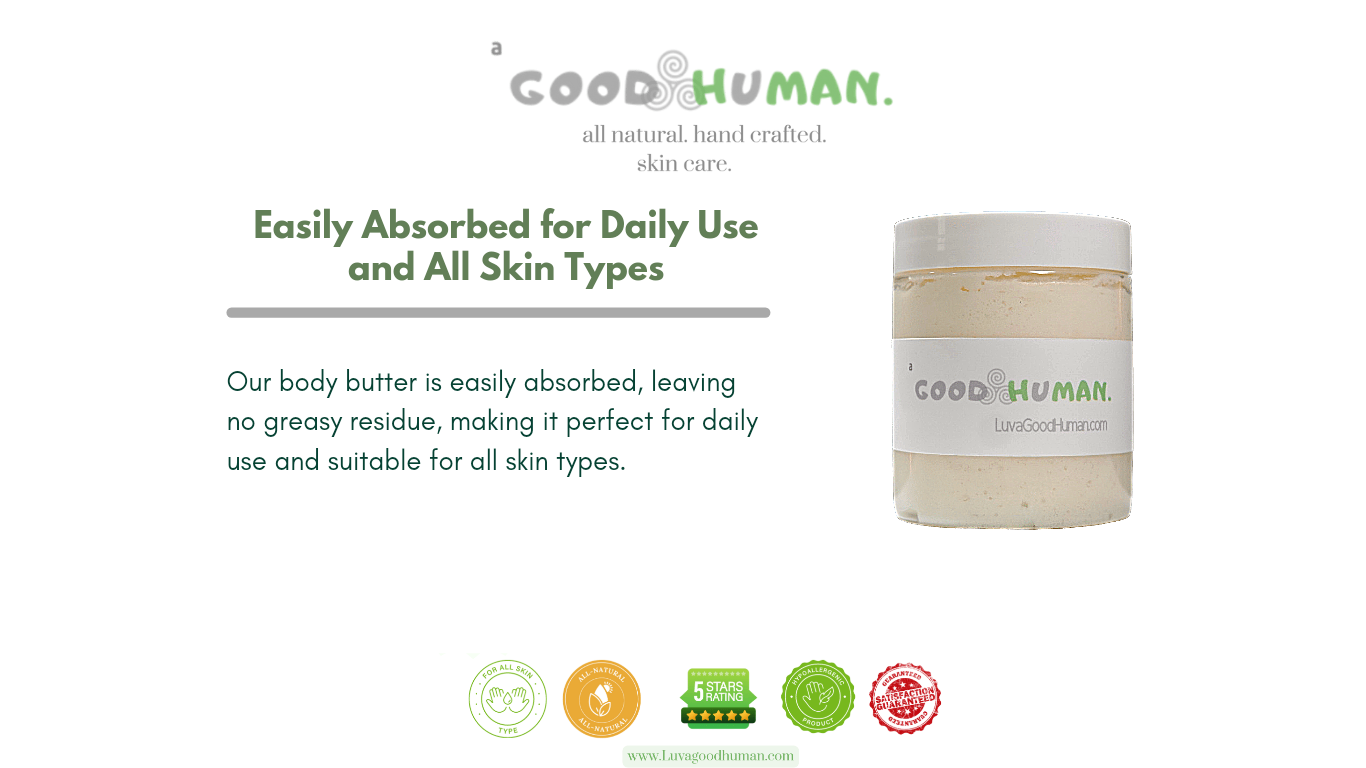 a Good Human - Signature Hand-Crafted "Body Glow" Body Butter - New Larger 8oz Jar!!!